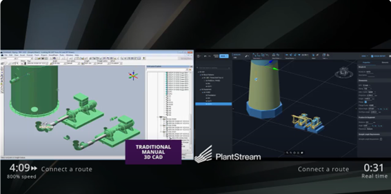 PlantStream vs Traditional 3D CAD - Equipment Peripheral Piping
